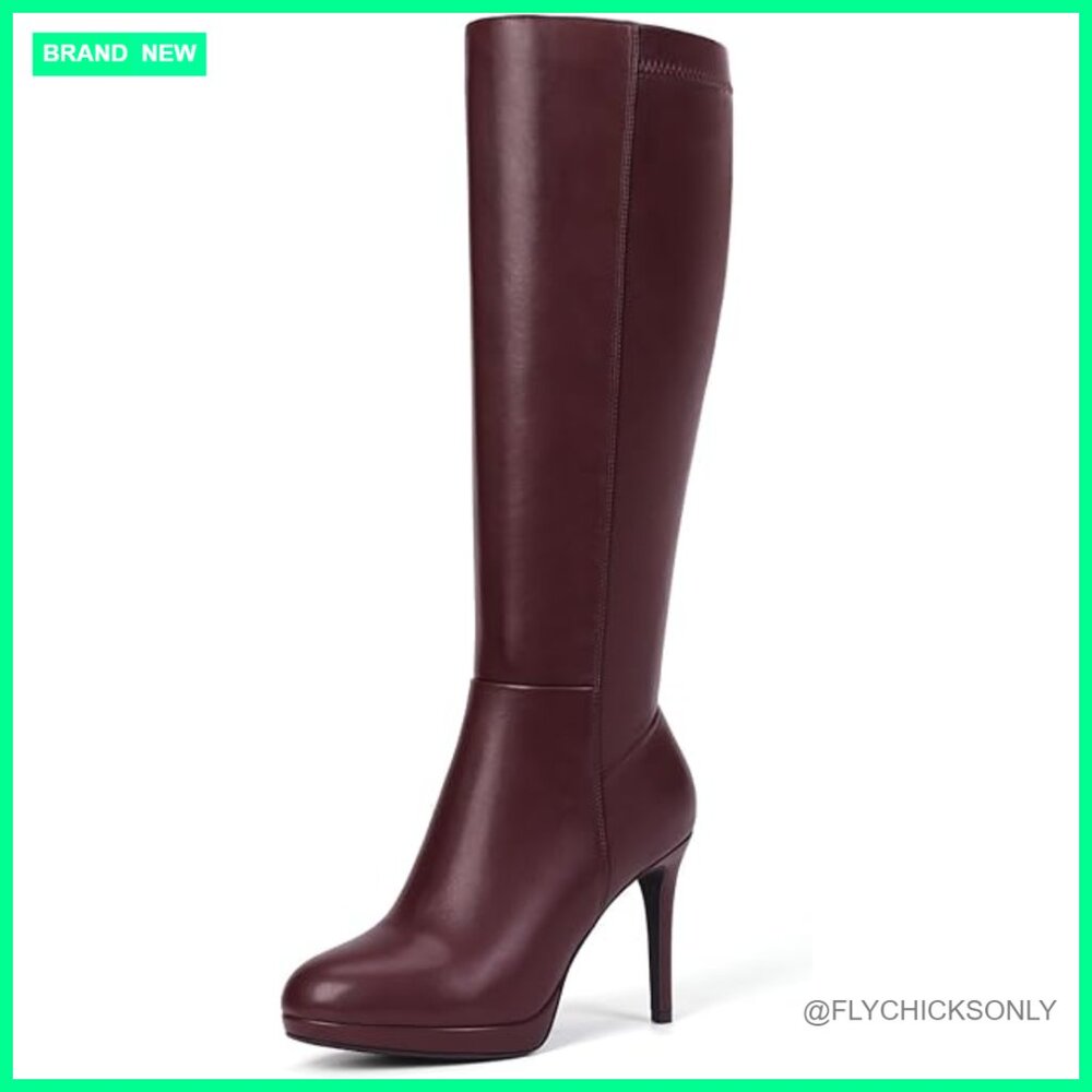 Knee High Platform Stiletto Heel Suede Boots For Fall Winter